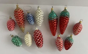 12 Stück Glas Tannenzapfen Weihnachtsschmuck Konvolut Deutsch Inge Glas + Polen - Bild 1 von 11