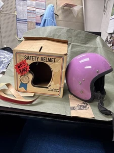 Vintage Open Face Purple, Helmet, Size is Medium W/Box & Stripes NOS NEW - Picture 1 of 15