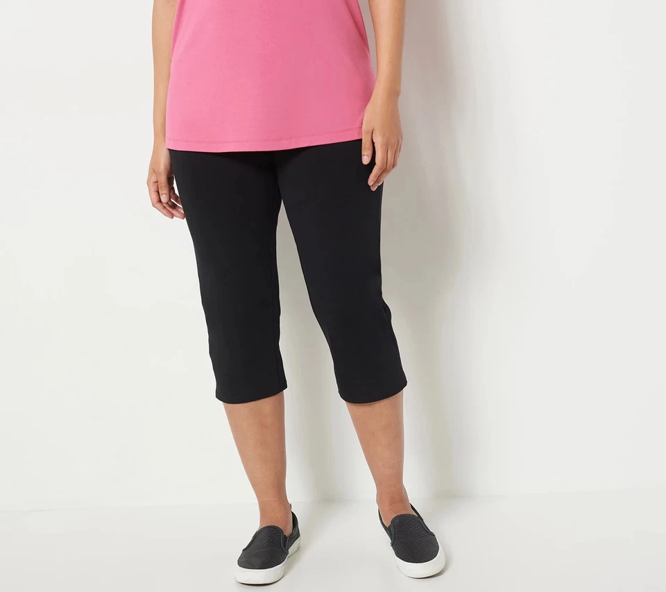 Susan Graver Regular Weekend Essentials Premium Stretch Pedal Pushers Black 3X N - Image 1 of 1