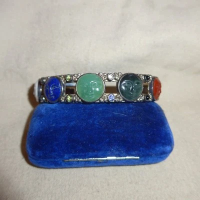 Brazalete de colección Sajen de varias caras talladas con piedras preciosas de plata esterlina sólido 7" Foto 1 de 4