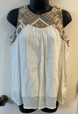 Altar’d State Sleeveless Embroidered Cream Top Size Small Foto 1 de 4