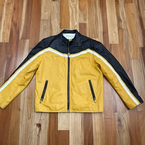 Wilsons Leather M. Julian Gr. L Lederjacke gelb gold schwarz Cafe Moto Riding - Bild 1 von 14