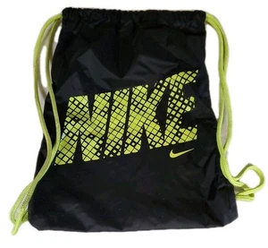 Nike Drawstring Nylon Sports Gym Tote Bag Backpack Neon Green & Black - Picture 1 of 3