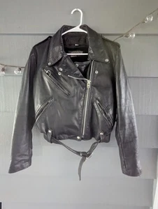 Vintage 1970s/80's Womens Brooks Motorcycle Leather Jacket Womens Size 14 USA - Picture 1 of 3