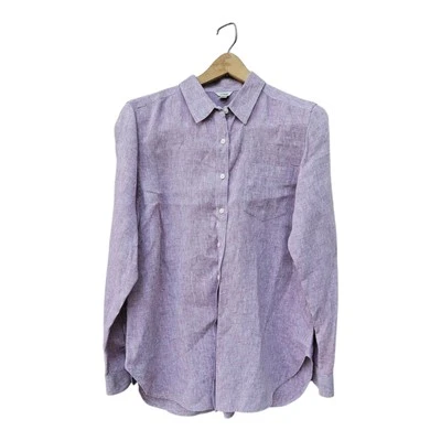 Vintage L.L. Bean 100% Linen Lilac Lavender Long Sleeve Button Shirt Men's L - Image 1 of 4