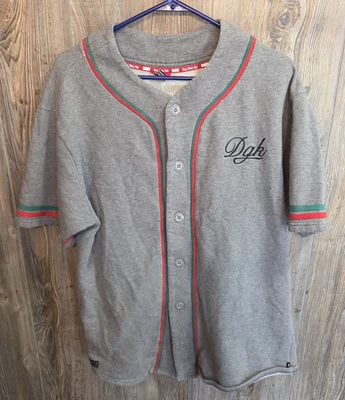 DGK Dirty Ghetto 儿童棒球球衣纽扣衬衫灰色红色绿色男式 2002 XL — 第 1/4 张图片