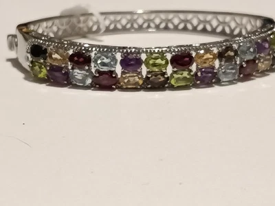 Nuevo Brazalete Brazalete con Etiqueta Acero Inoxidable con Multi Gemas 2 Filas  Foto 1 de 4