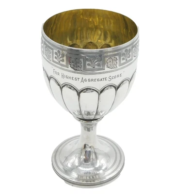 Cáliz copa de vino acanalado de plata esterlina Jorge III antiguo 1804 Londres Foto 1 de 4