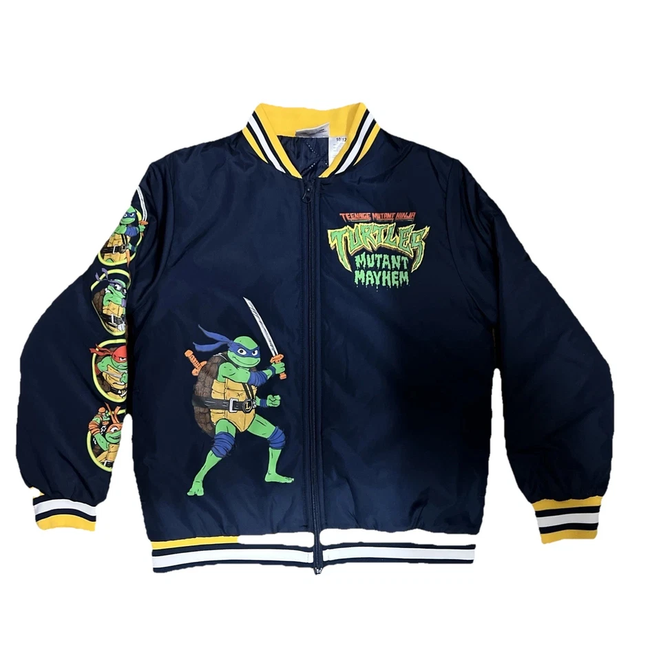 Chaqueta Bomber Teenage Mutant Ninja Turtles Talla Niños 10-12 Cremallera Completa Forro Acolchado Foto 1 de 4