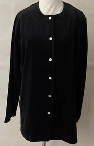 Talbots Pullover Jacke Velour Samt schwarz Knöpfe weiche Baumwolle NEU Damen Small - Bild 1 von 12