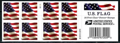 Mint US 2017 First-Class Flag Forever Booklet Pane of 20 Stamp Scott# 5160 (MNH) - Image 1 of 2
