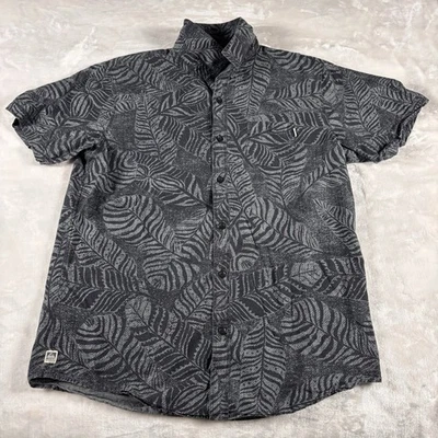 Camisa Reef Para Hombre Manga Corta Abotonada Regular Mediana Negra con Patrón Floral Foto 1 de 4