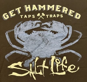 SALT LIFE BLACK "GET HAMMERED" CRAB  S/S T-SHIRT MENS LARGE NWT - Picture 1 of 1