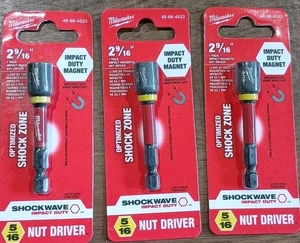 (3) Milwaukee 49-66-4533 5/16" x 2-9/16" onda de choque tuerca magnética destornillador(s) - Imagen 1 de 3