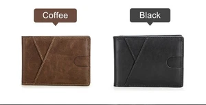 Contacts Men's Full Grain Cow Leather RFID Wallet Photo 9 Card Holder Money Clip - Picture 1 of 10