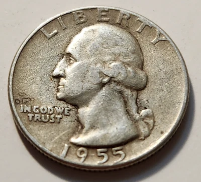 1955 P Washington Quarter 25c 90% Silver (W56) - Image 1 of 2