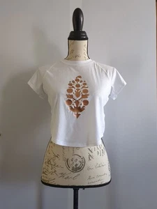 Free People Movement Size Medium Logo Crop Tee White NEW - Picture 1 of 11