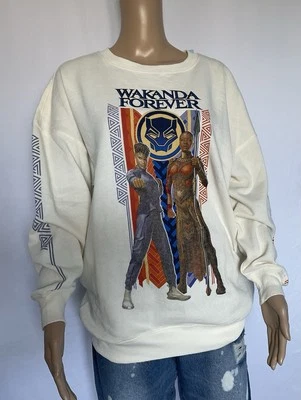 Moletom Marvel Feminino Oversized Wakanda Forever Pantera Negra Creme XS - Imagem 1 de 4