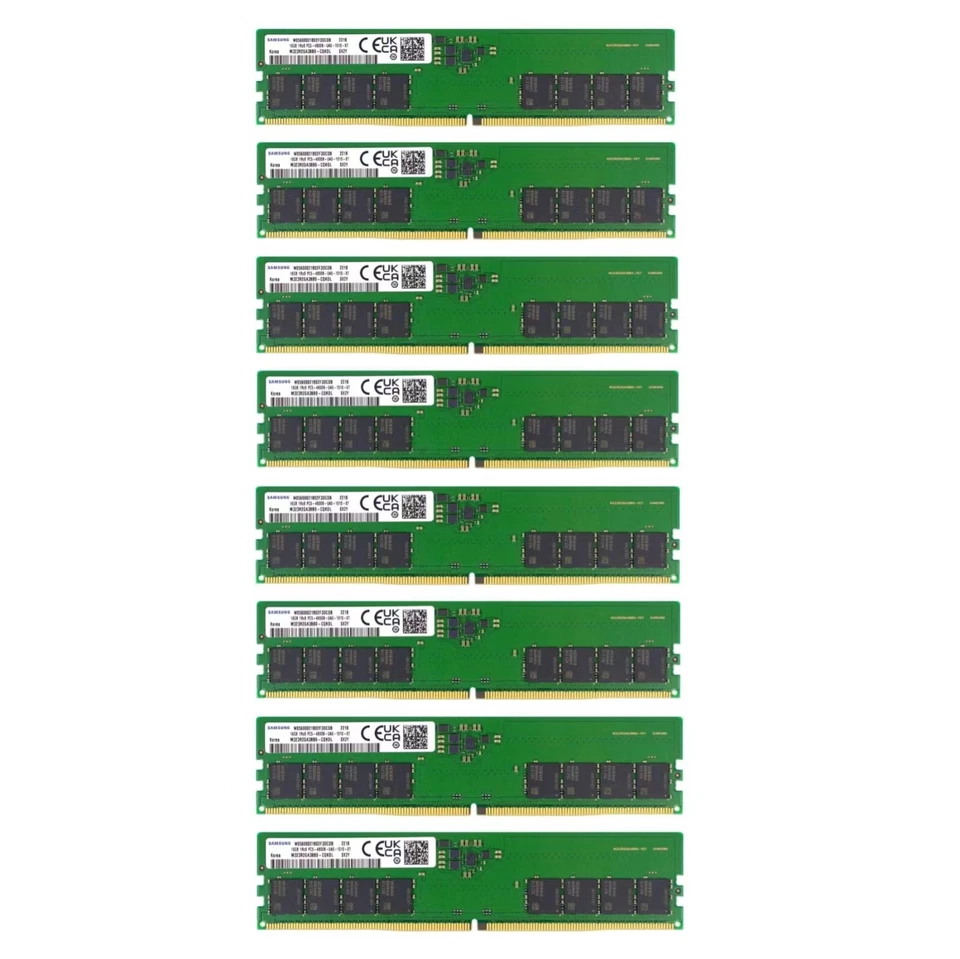 128GB (8X 16GB) Samsung DDR5 4800MHz PC5-38400 UDIMM Memory Ram M323R2GA3BB0-CQK - Image 1 of 4