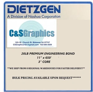 4 ROLLS 11" x 650' 20lb Bond Paper Wide Format Engineering Copier 3" core - Picture 1 of 2