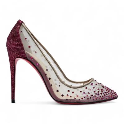 Christian Louboutin Follies Strass Mesh Crystal Pumps Red EU 35.5 US 5 - $1345 - Image 1 of 4