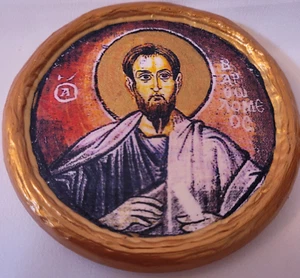 Saint Bartholomew Bartolome St. Bart Apostle Catholic and Orthodox Round Icon - Picture 1 of 5