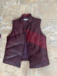 J Crew XS Leather Vest Burgundy - Picture 1 of 3