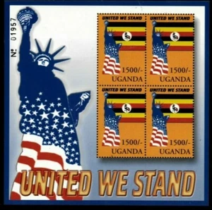 Uganda 2002 - 9/11 - UNITED WE STAND - Sheet of 4 - MNH - Picture 1 of 1