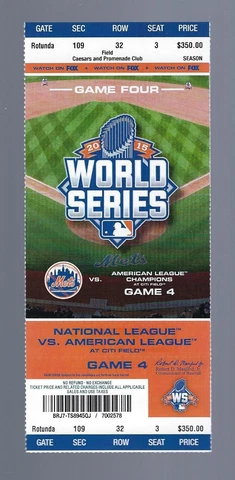 2015 WORLD SERIES ROYALS @ NEW YORK METS FULL BASEBALL TICKET GAME #4 Cover