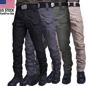 Mens Tactical Cargo Trousers Waterproof Hiking Military Combat Outdoor Pants - Foto 1 di 38