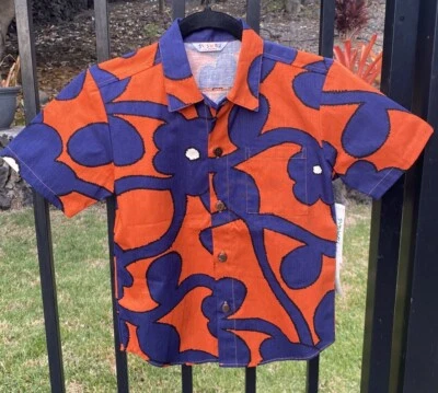 Jams World Lil People Boys Sz S Surf Line “Wood Flower” Shirt Cotton Aloha $62 - Image 1 of 4