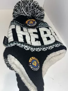 NEW Beanie Amsterdam Bulldogs Winter Faux Fur Peruvian Pom Black and White - Picture 1 of 6