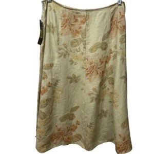 Gonna Lauren Ralph Lauren 12 beige con fiori sottili 100% lino nuova con etichette $139 - Foto 1 di 8