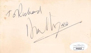 DIRK BOGARDE To Richard Signed 3x5 Index Card Actor/The Servant JSA PP40629