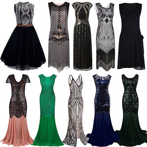 Vintage 1920's Gatsby Flapper Beaded Dress Evening Wedding Party Dress Clearance