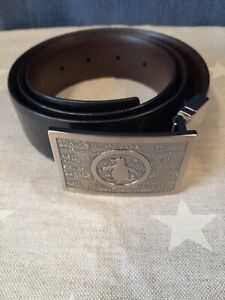 Black leather belt, chunky clasp, PENGUIN, used once