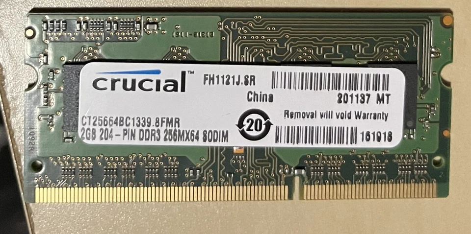 CT25664BC1339.8FMR Crucial 2GB PC3-10600 DDR3-1333MHz CL9 204-Pin SoDimm - Image 1 of 1