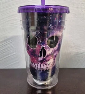 Bicchiere teschio galassia viola 3D doppia tazza isolata 18 oz COOL GEAR NUOVO CON ETICHETTE - Foto 1 di 7