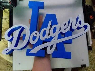 BIG! LA DODGERS LOGO DECAL SIGN MLB BASEBALL MAN CAVE 15"×13"×1" - Image 1 of 4