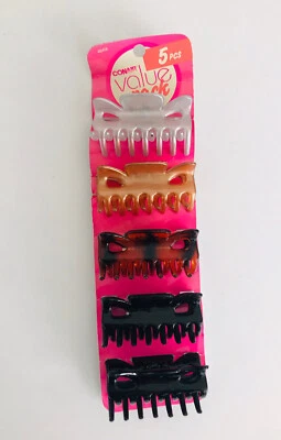 Conair Value Pack 5 PCS Jaw Clips Assorted Black/Brown/Gold/Silver 49416 - Image 1 of 2
