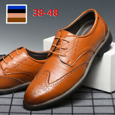 Men Brogue Wingtip Oxfords Casual Leather Shoes Formal Dress Work Business Party