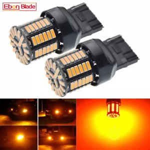 2 x T20 7440 WY21W W21W 64 SMD WEDGE AMBER ORANGE LED INDICATOR SIGNAL BULBS 12V - Picture 1 of 8
