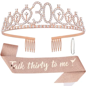 30. Geburtstag Schärpe & Diadem Kit - Happy 30th Birthday Deko für sie 30. Gif - Bild 1 von 12