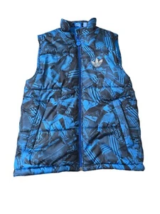 Boys Adidas Quilted Logo Puffer Vest MEDIUM Blue/Black - Picture 1 of 4