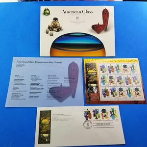 Mint USPS 1st Day Ceremony Program #3328 American Glass Corning 1999 Full Sheet - Picture 1 of 6