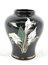 Black Fine China Vase With White Calla Lilies