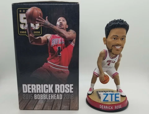 Derrick Rose 2015-2016 Chicago Bulls Bobblehead ZTE, 50th Anniversary - Open Box Cover