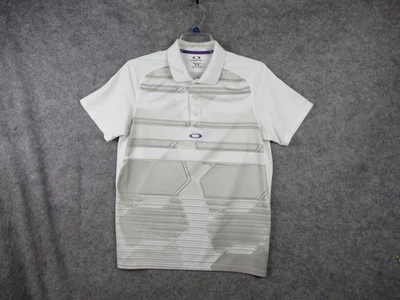 Camisa Polo Oakley Para Hombre Mediana Blanca Gris Hydrolix Golf Rendimiento Geométrica Foto 1 de 4