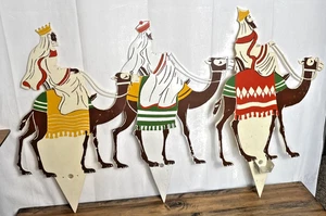 Vintage Nativity Yard Stakes 3 Wise Men Retro Christmas Plastic 2D Decorations - Picture 1 of 8