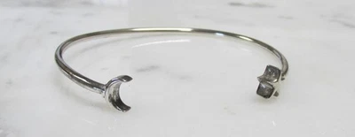 Alex and Ani Bracelete de Prata Esterlina com Sotaque de Lua e Estrela ~ 6,6g ~ 8-D716 - Imagem 1 de 4